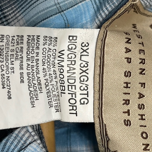 Wrangler Pearl Snap Shirt  size 3XL Men’s Short Sleeve Western Cotton Ranch Wear - Picture 5 of 5